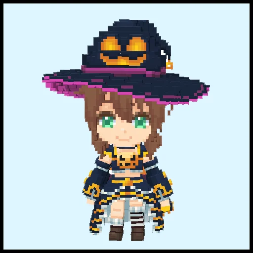 ハロウィンウィッチ衣装のキャラクター全身