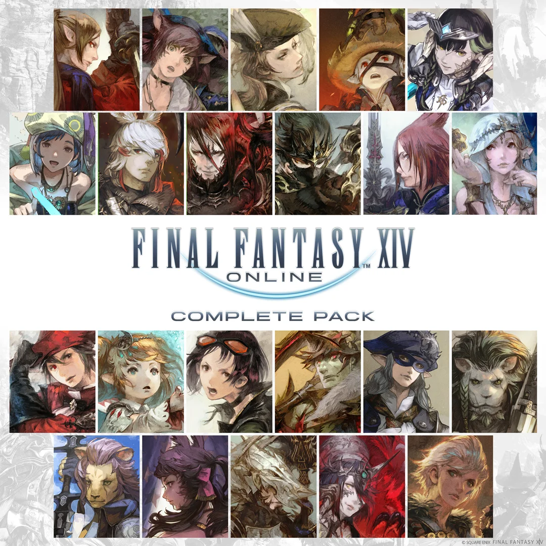 ファイナルファンタジーXIV コンプリートパックのキャラクター集合イラスト
