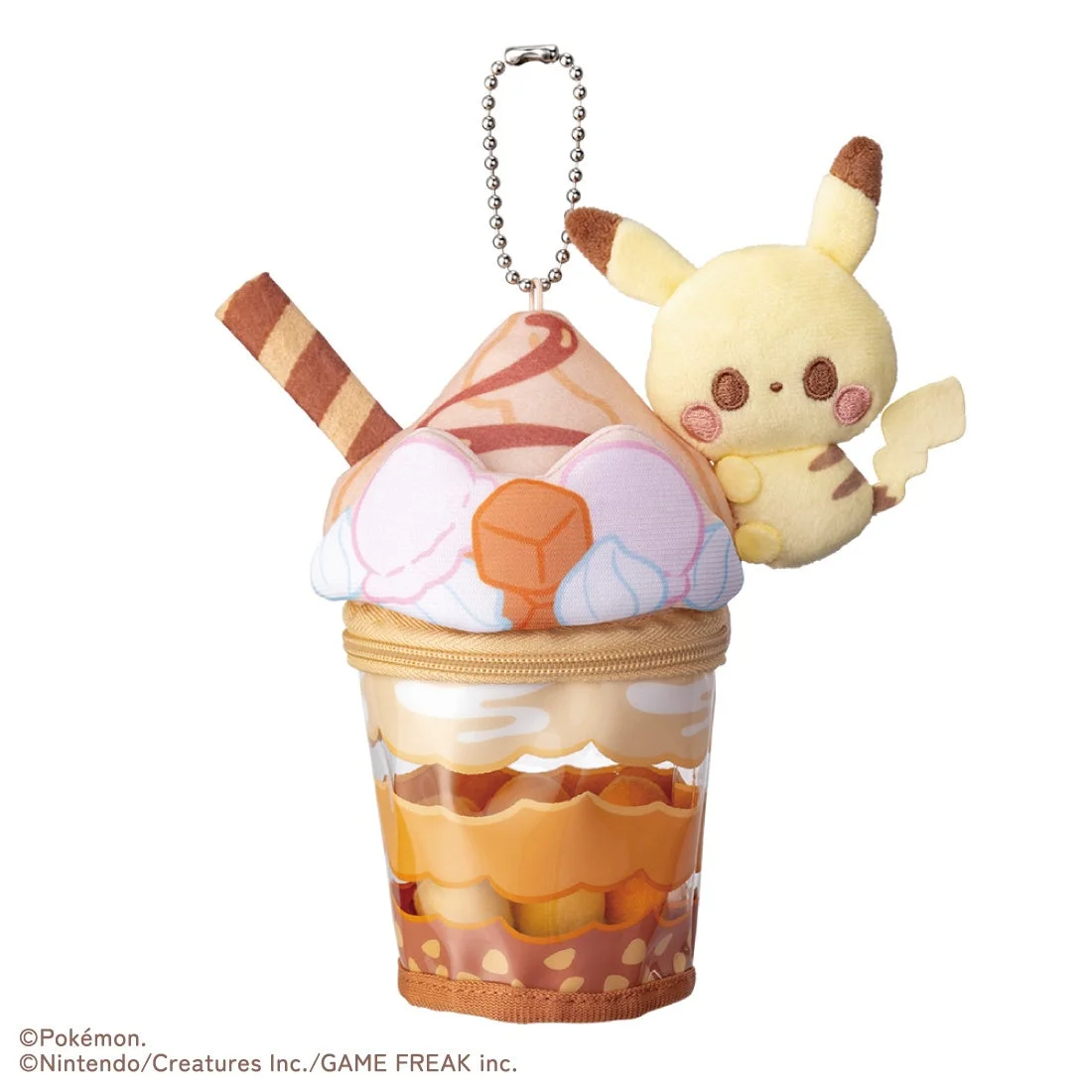 ポケピース先行発売商品のピカチュウキャラメルパフェぬいぐるみチャーム