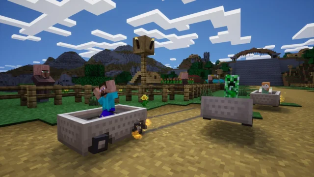 『ソニックレーシング クロスワールド』マインクラフトDLCのゲームプレイ画面