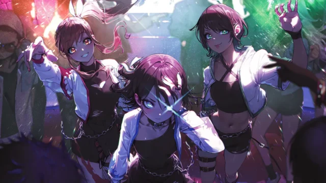 VRアイドルグループえのぐのメンバー3人のイラスト