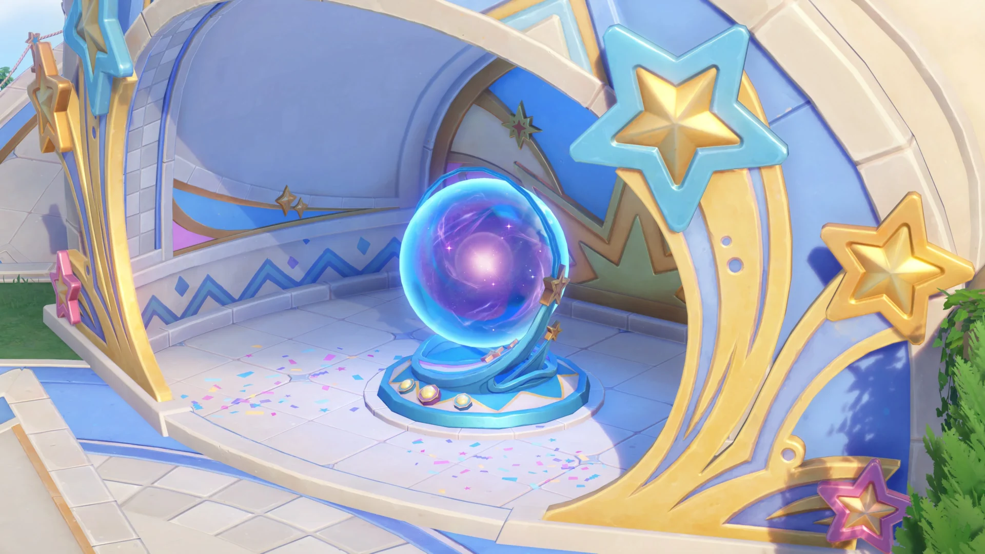 UGC「星々の幻境」のゲーム開始地点を示す輝くオーブ