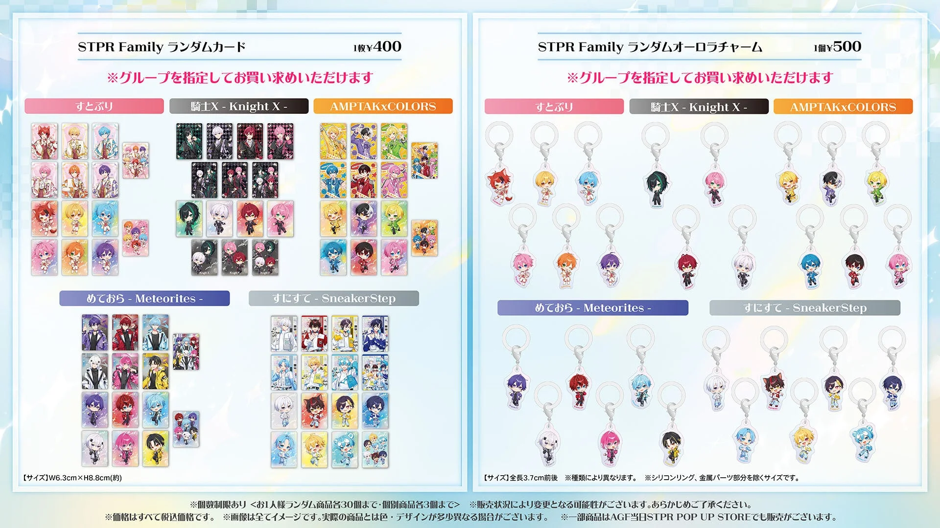 STPR Familyランダムカードとランダムオーロラチャームのグッズ一覧