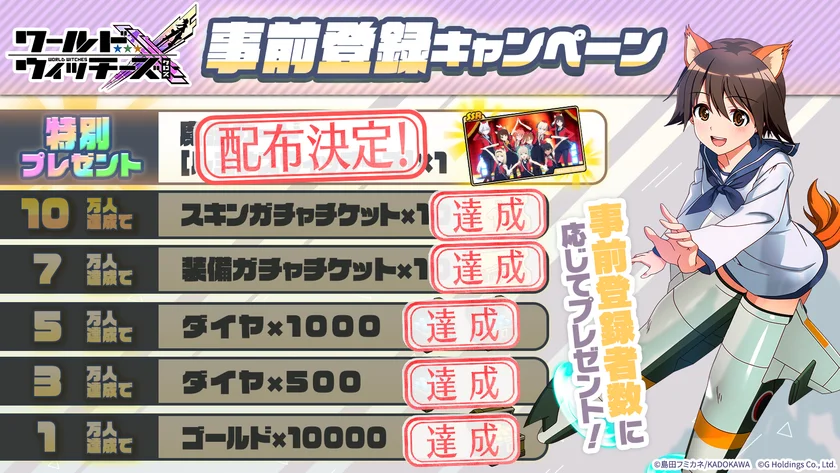 ワールドウィッチーズX(クロス)事前登録キャンペーン報酬一覧