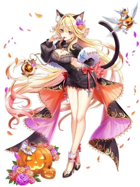 ハロウィン衣装のシエラがキャンディを持つイラスト
