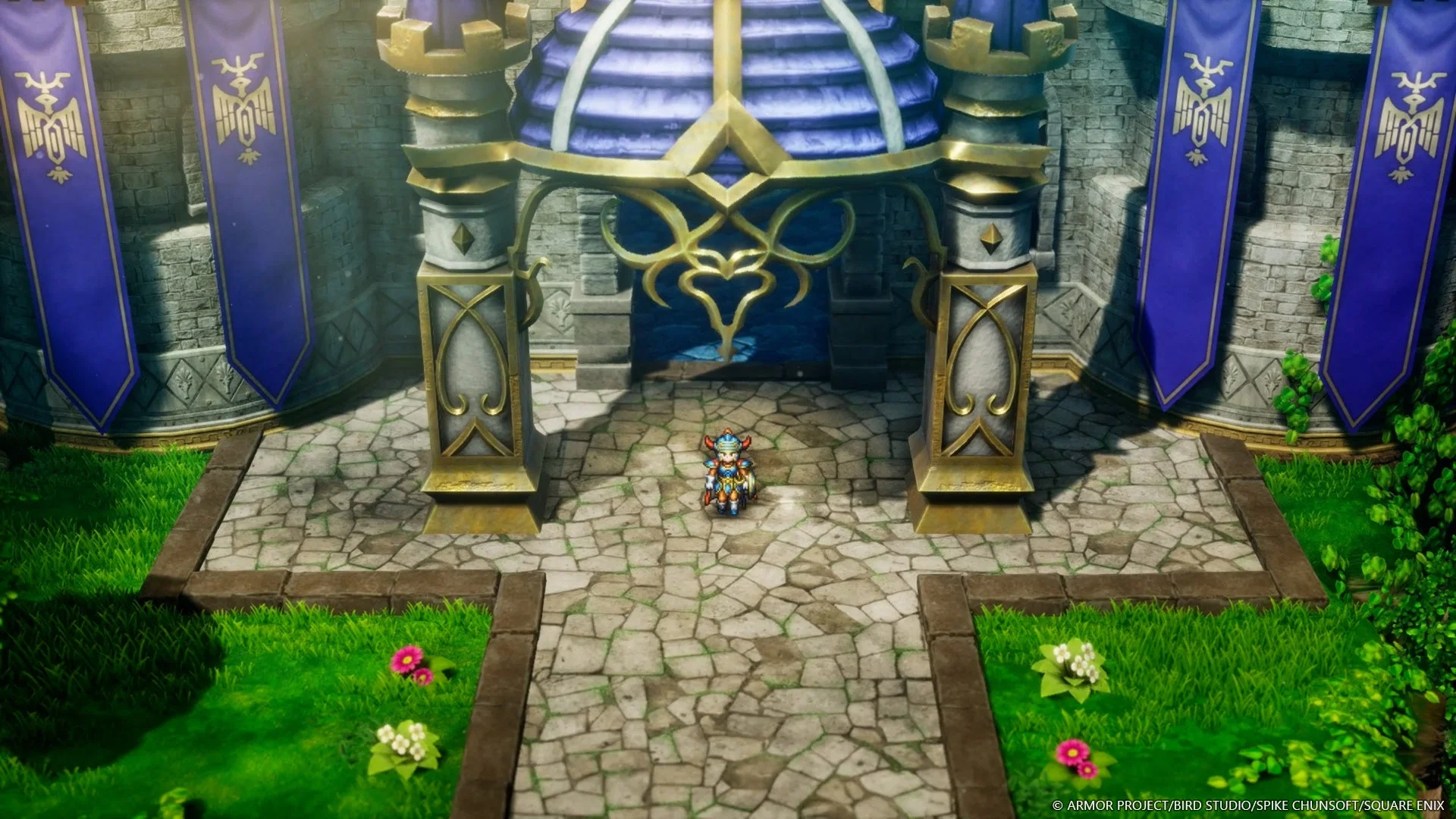 HD-2D版『ドラゴンクエストI&II』のゲーム画面(城の入り口)