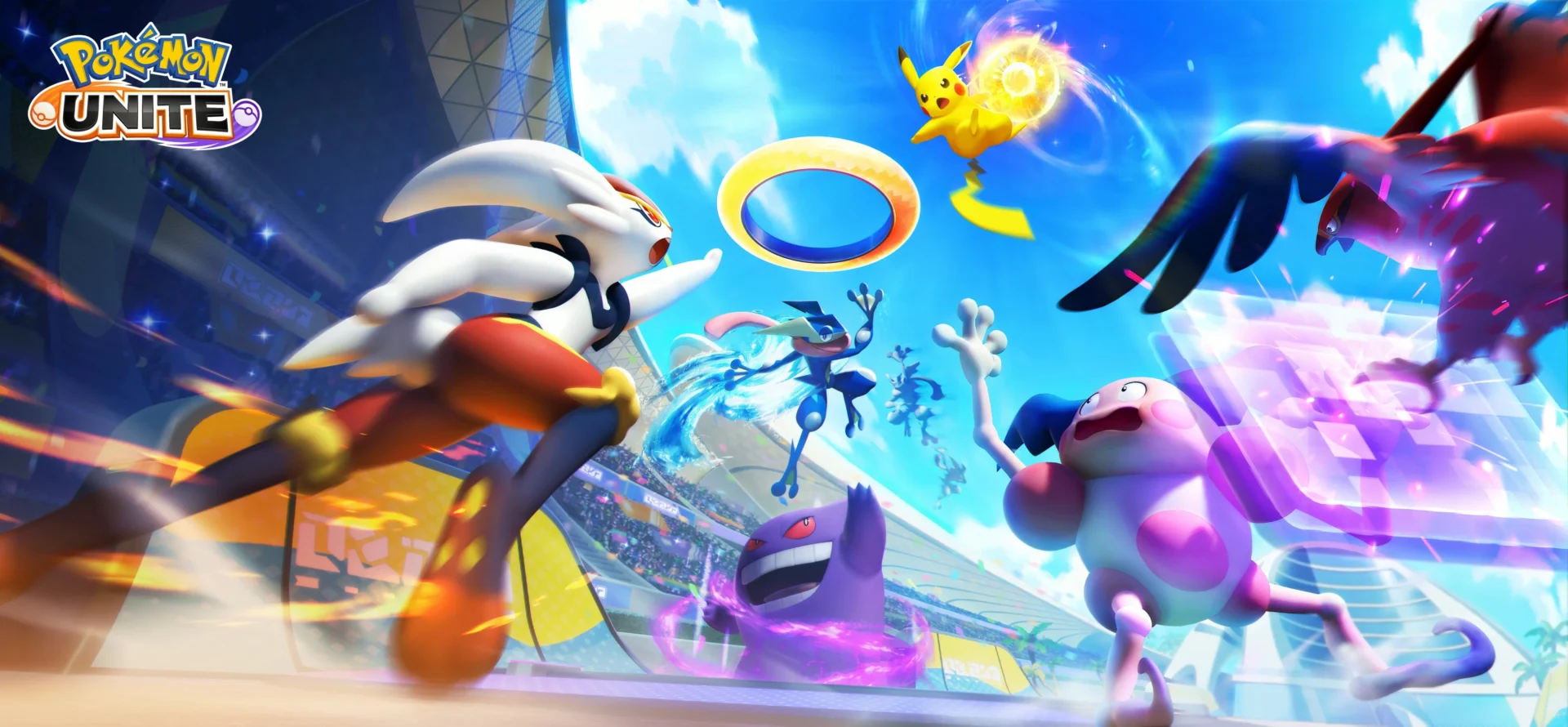 ポケモンユナイトのゲームプレイをイメージした迫力あるバトルシーン