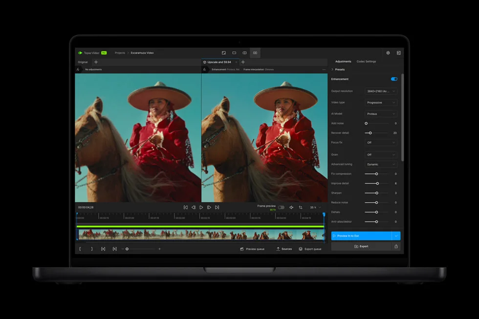 Topaz Video AIで動画の高画質化を行う14インチMacBook Proの画面