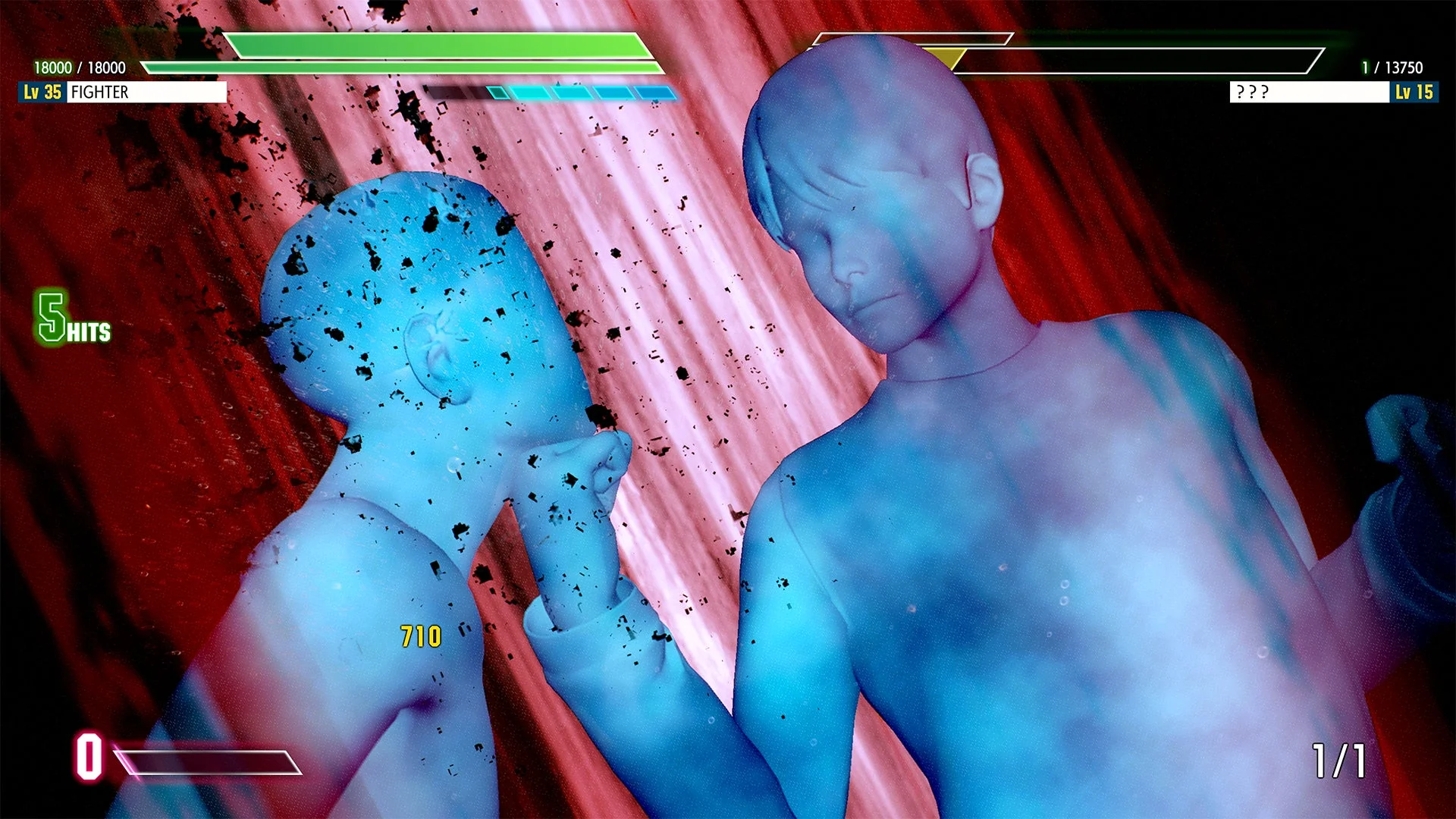 「かまいたちの夜」コラボで青いシルエットのキャラクターが戦うワールドツアーのゲーム画面