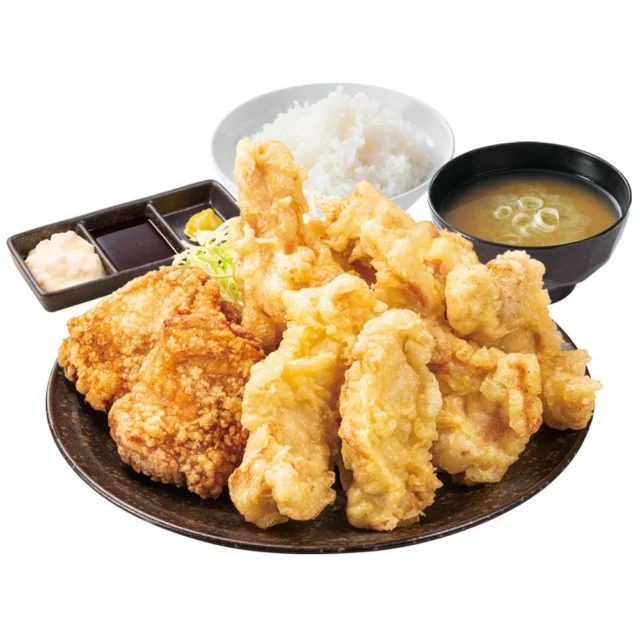 からやまの「とり天倍盛り合盛り定食」