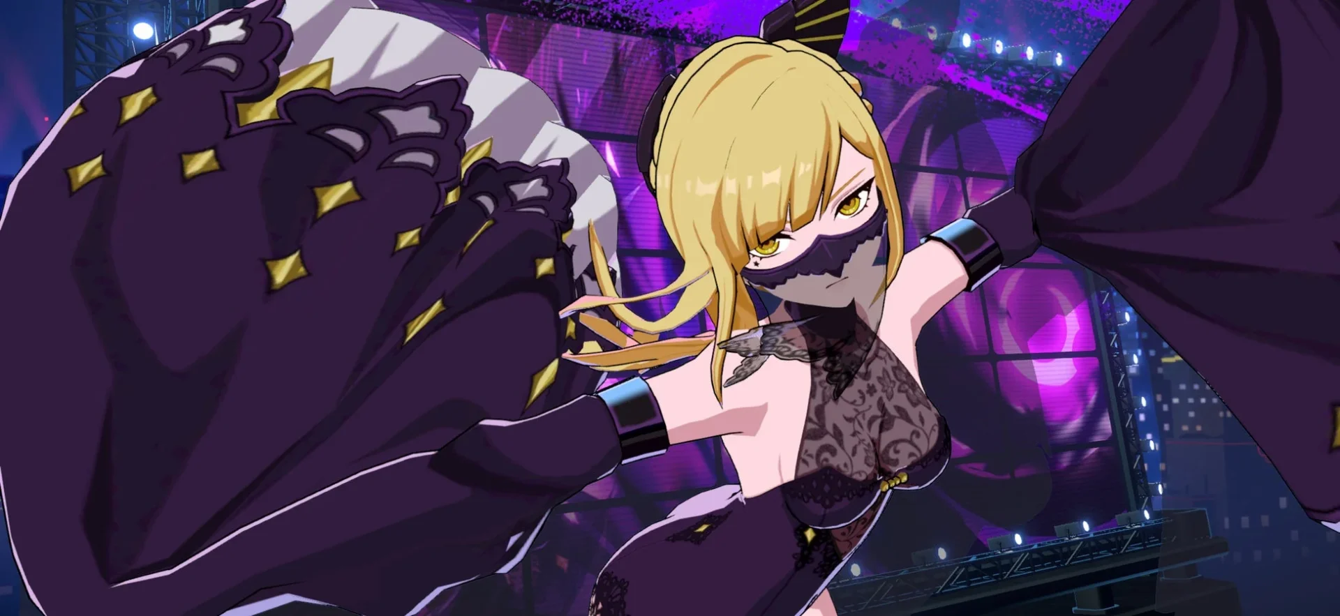 『アウトランカーズ』に登場する仮面をつけた女性キャラクターのカット