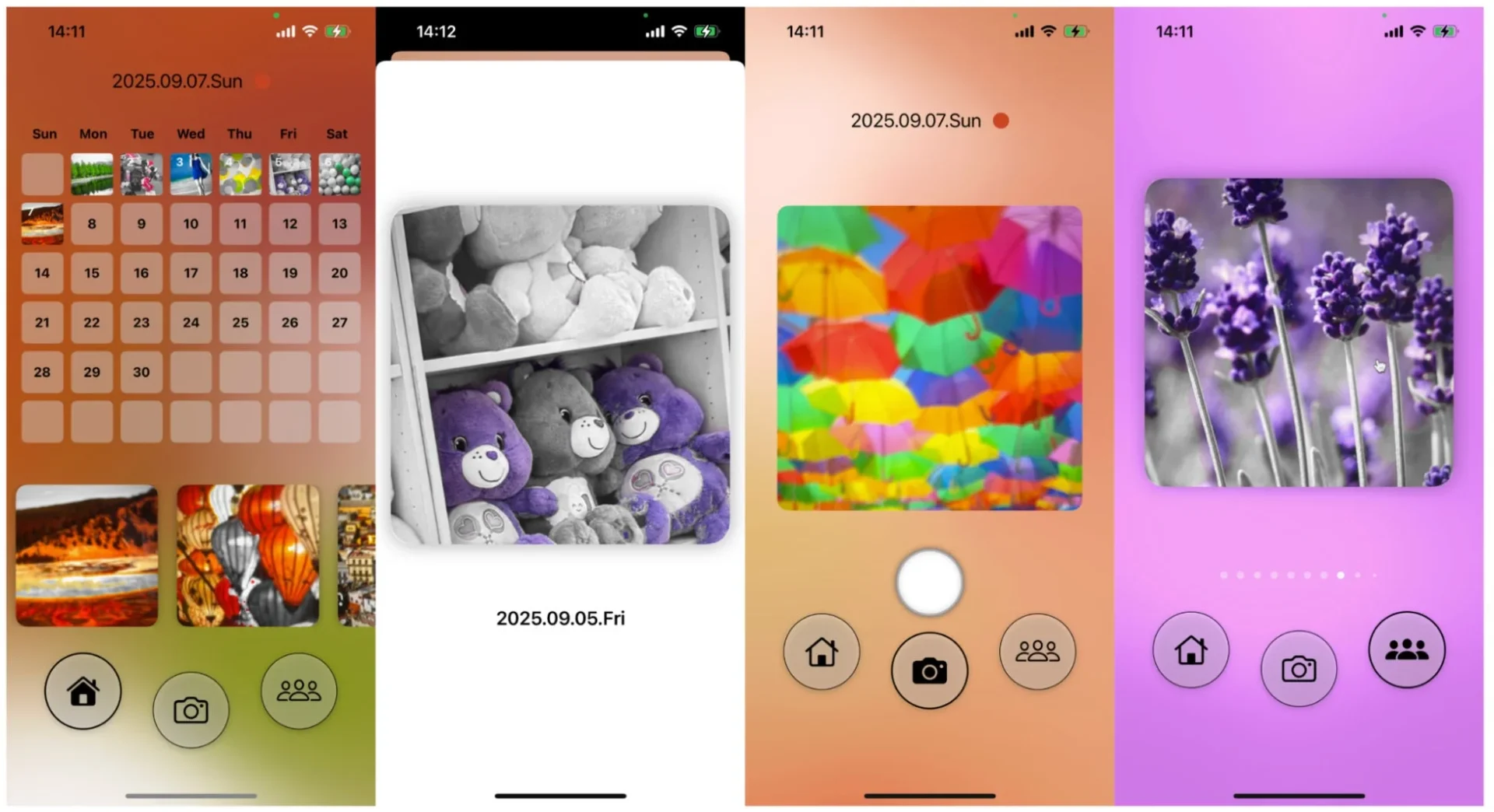 風景を記録するカレンダーアプリ『monoful』のUI画面