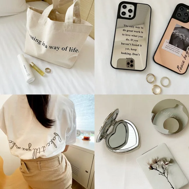 ME-Qで作成できるオリジナルバッグ、スマホケース、Tシャツなどのグッズ