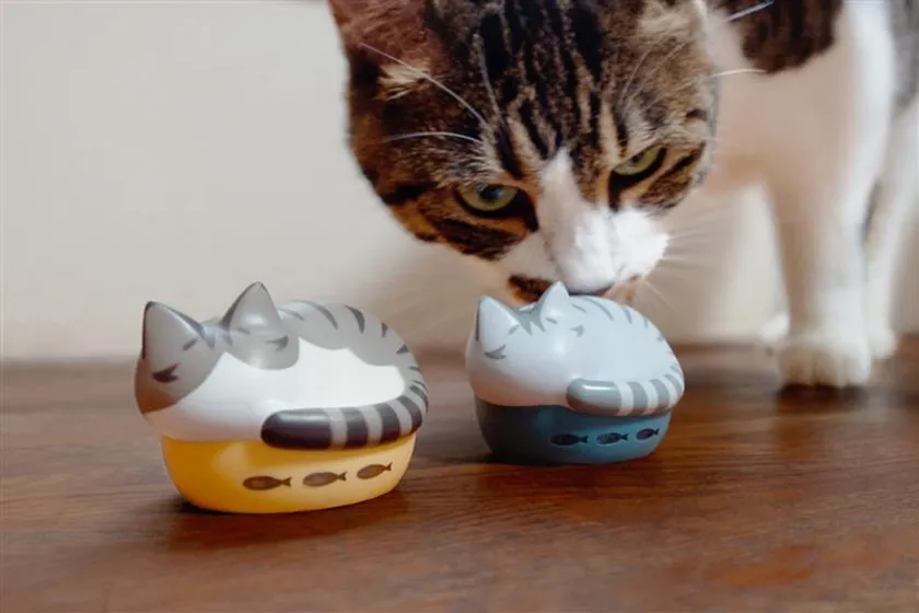 「NEKO true wireless earphones」と猫が顔を寄せている様子