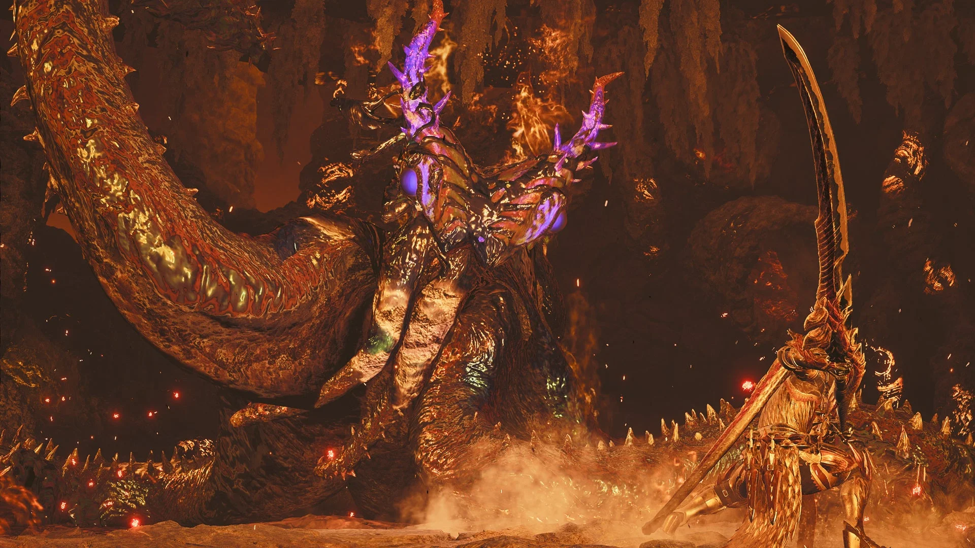 強力なモンスター「歴戦王ヌ・エグドラ」の戦闘シーン