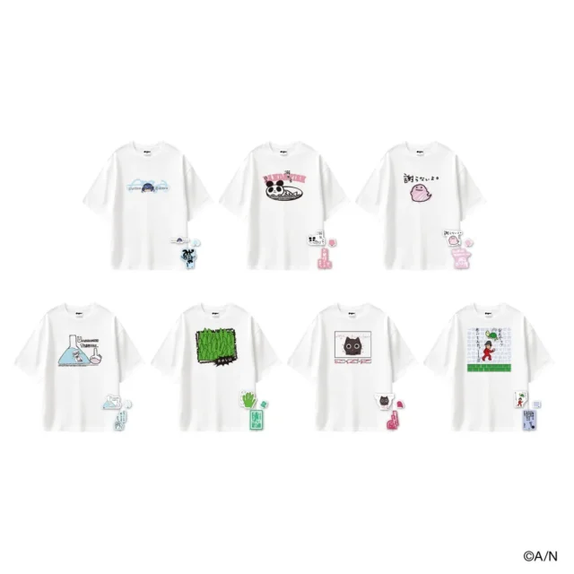 名言イラストTシャツ＆ステッカーセットの全7種デザイン。