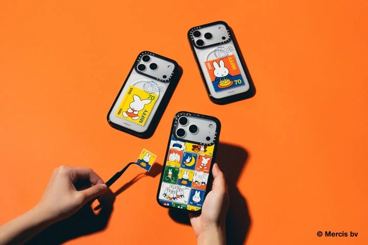 切手風ミッフィーデザインのスマホケースとデコレーションパーツ