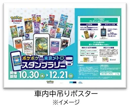 『ポケポケ』東京メトロスタンプラリーの車内中吊りポスター