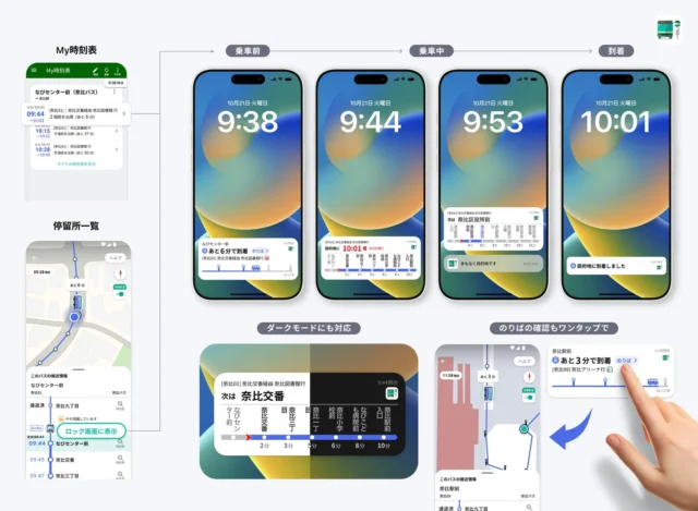 バスNAVITIMEでのライブアクティビティによるMy時刻表からのバス案内とダークモード対応