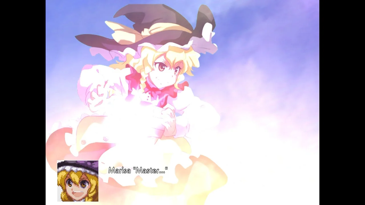 ゲーム中の戦闘アニメーションで、魔理沙が必殺技を放つシーン