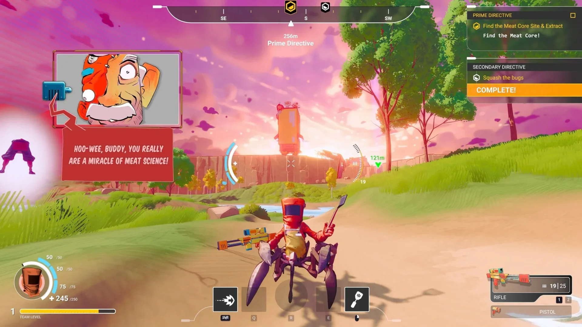 『SWAPMEAT』ミートサイエンティストとしてのゲームプレイ画面