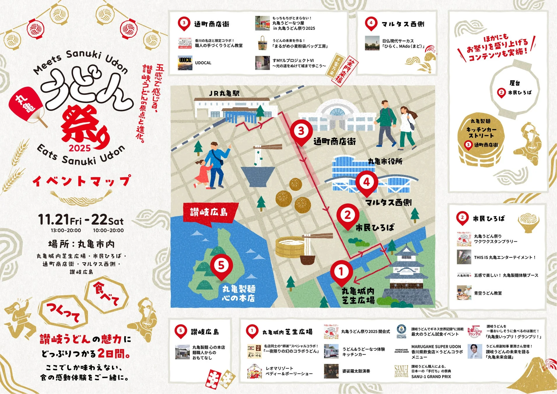 丸亀うどん祭り2025のイベントマップ
