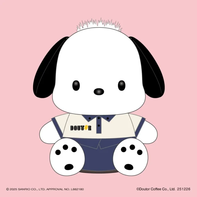 ドトールユニフォームを着たポチャッコのオリジナルぬいぐるみ