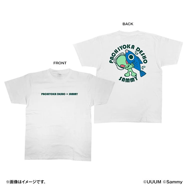 白色のオリジナルコラボTシャツの表裏デザイン