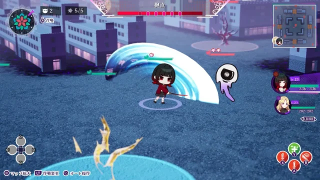 タクティカルパートの戦闘画面、キャラクターがスキルを発動
