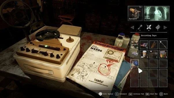 『Tormented Souls 2』のインベントリ画面とアイテム