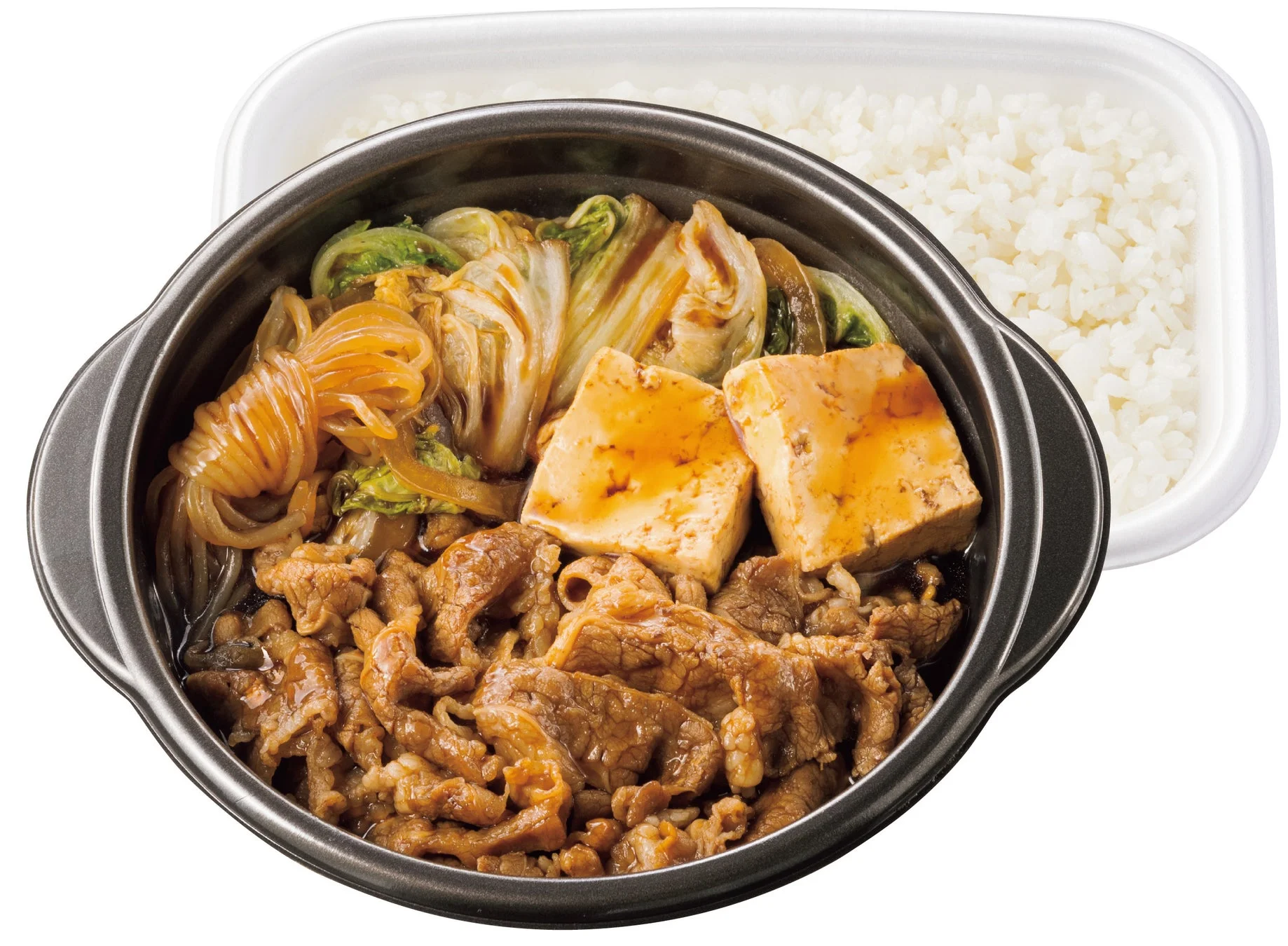 ほっともっと『牛すき焼き弁当』ごはん別盛りの商品写真(別アングル)