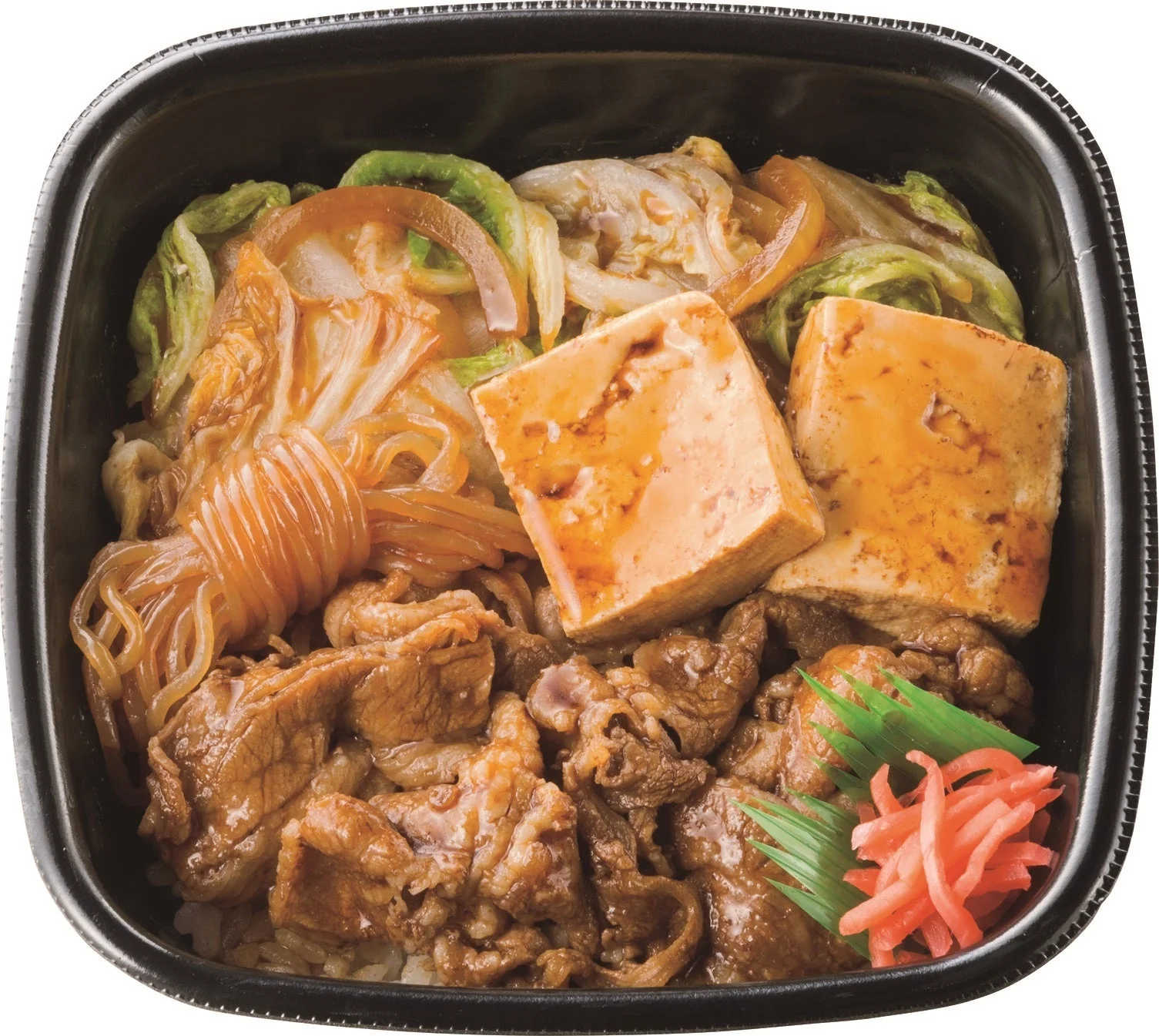 ほっともっと『牛すき焼き弁当』ごはん一体型の商品写真