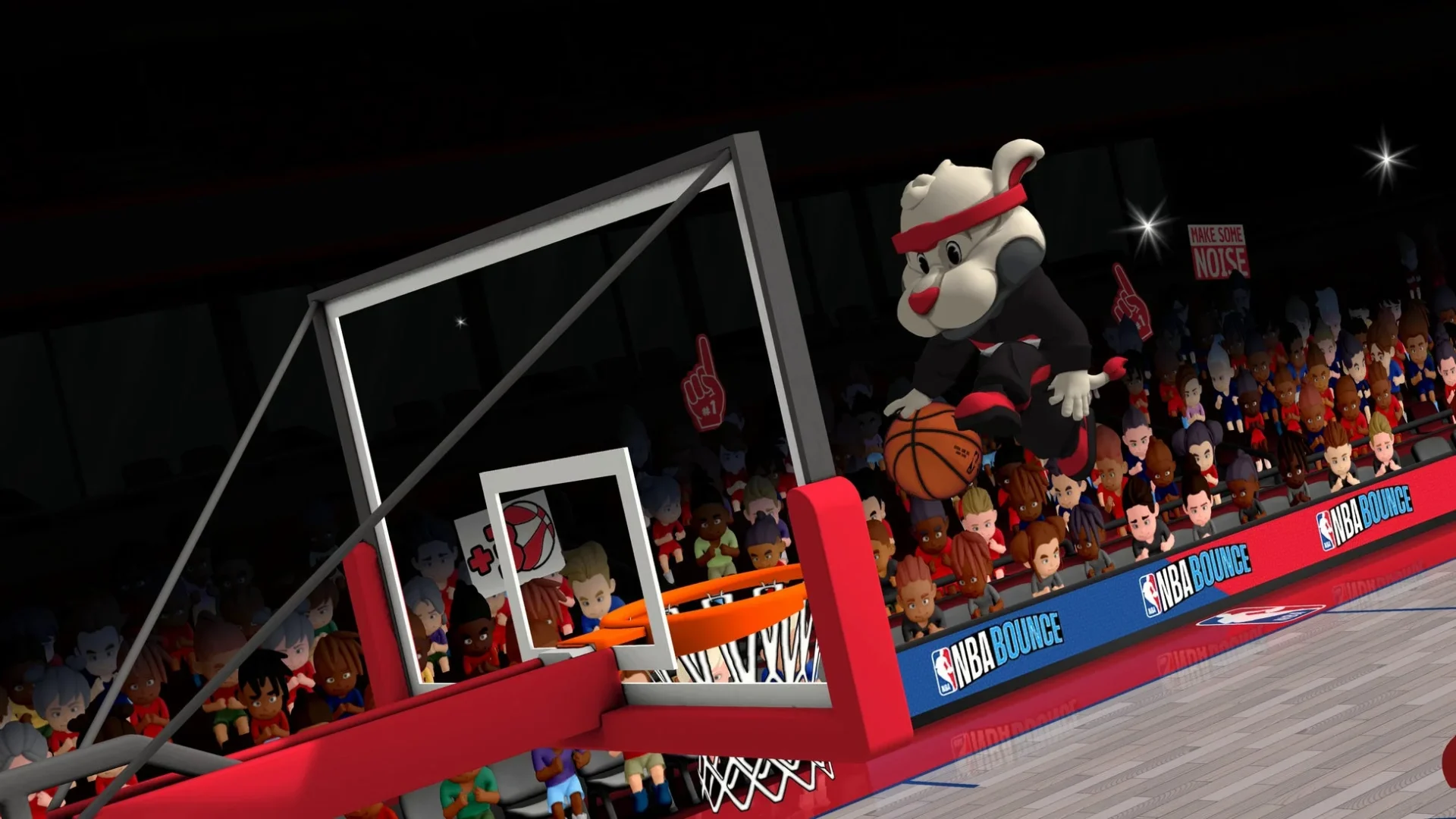 『NBA Bounce』ゲーム画面、マスコットによるダンクシュート