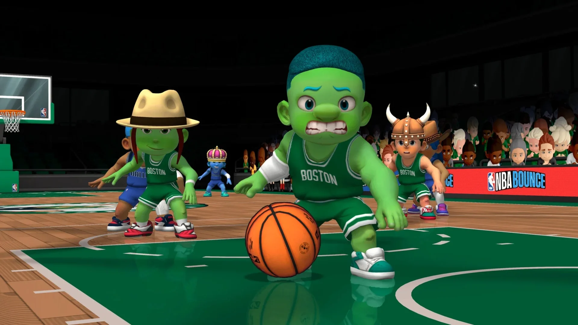 『NBA Bounce』ゲーム画面、様々なチームマスコットが登場