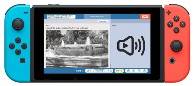 Nintendo Switch本体で『毎日学習でステップアップ TOEIC® L&R テスト』をプレイしている様子