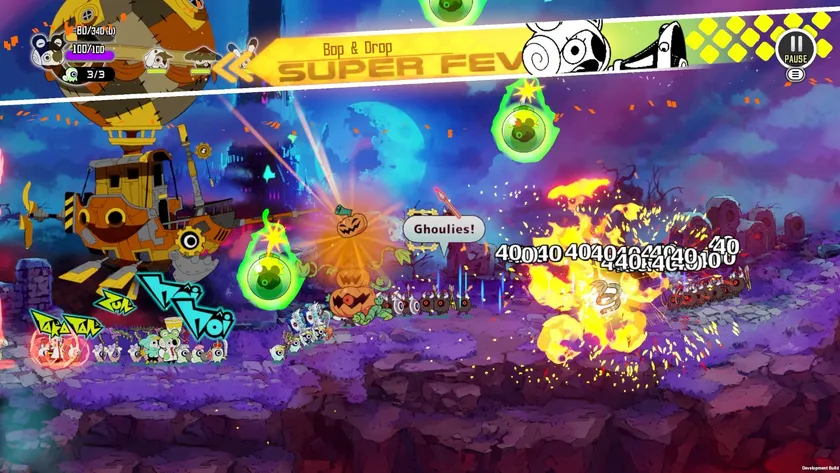 『ラタタン』キャラクターのケロロンパが活躍するゲーム画面