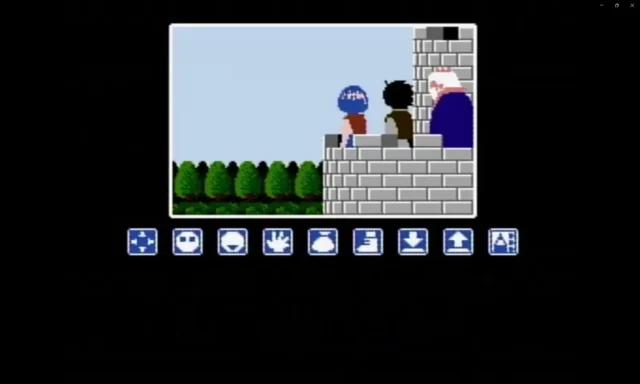 ファミリーコンピュータ版『リップルアイランド』のゲームプレイ画面(城のシーン)