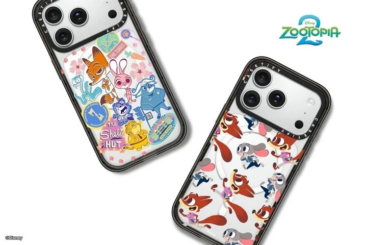 『ズートピア2』キャラクター集合とニックの足跡デザインスマホケース