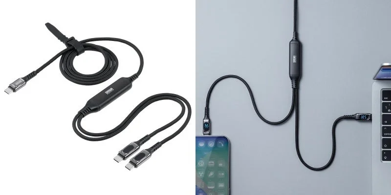 2台同時充電に対応！　電力表示機能付きのPD100W対応USB Type-Cケーブルが10月28日発売