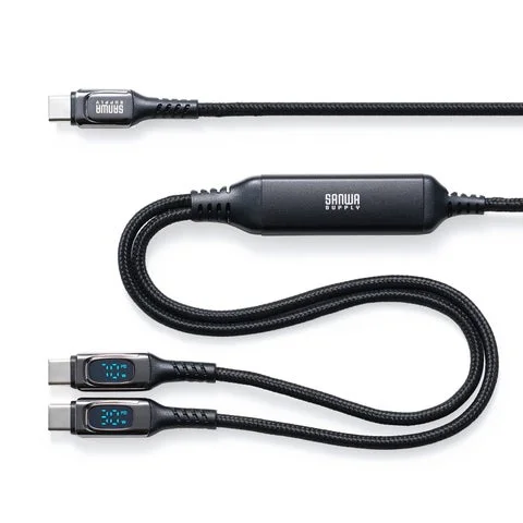 サンワサプライの2in1 Type-Cケーブルの全体像