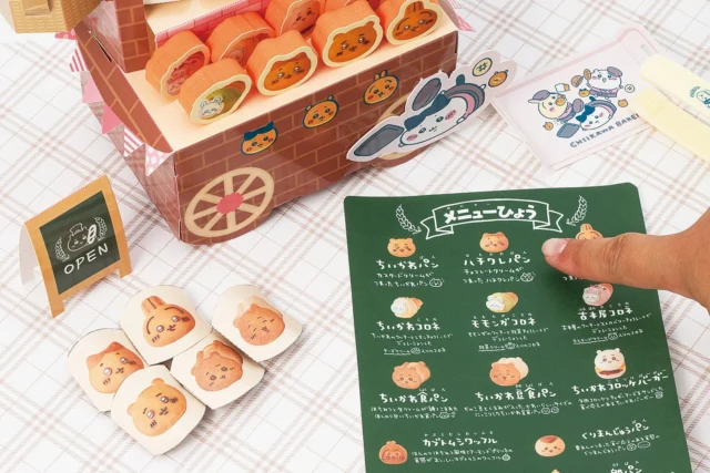 ちいかわパンやさんごっこのワゴン、パン、メニュー表