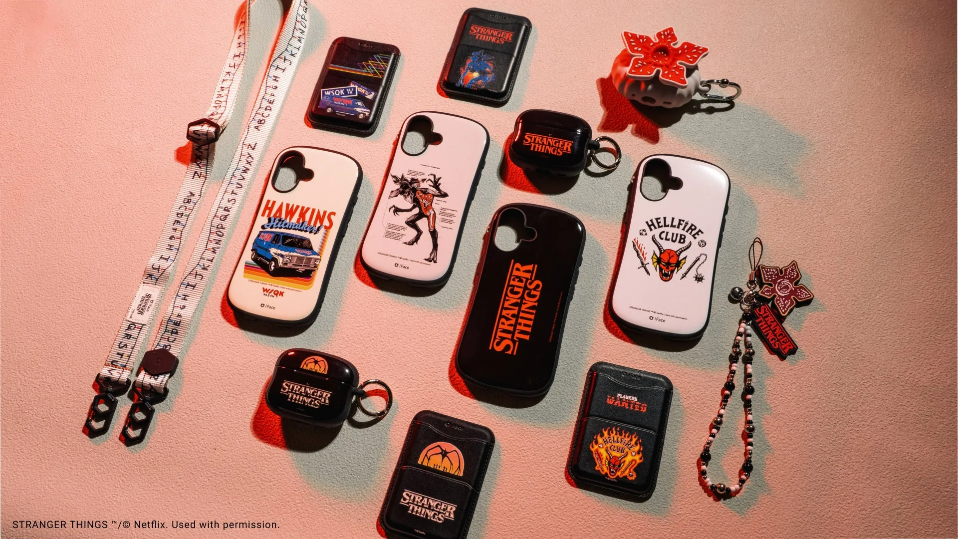 iFaceとストレンジャー・シングスのコラボアイテム全ラインナップの集合写真
