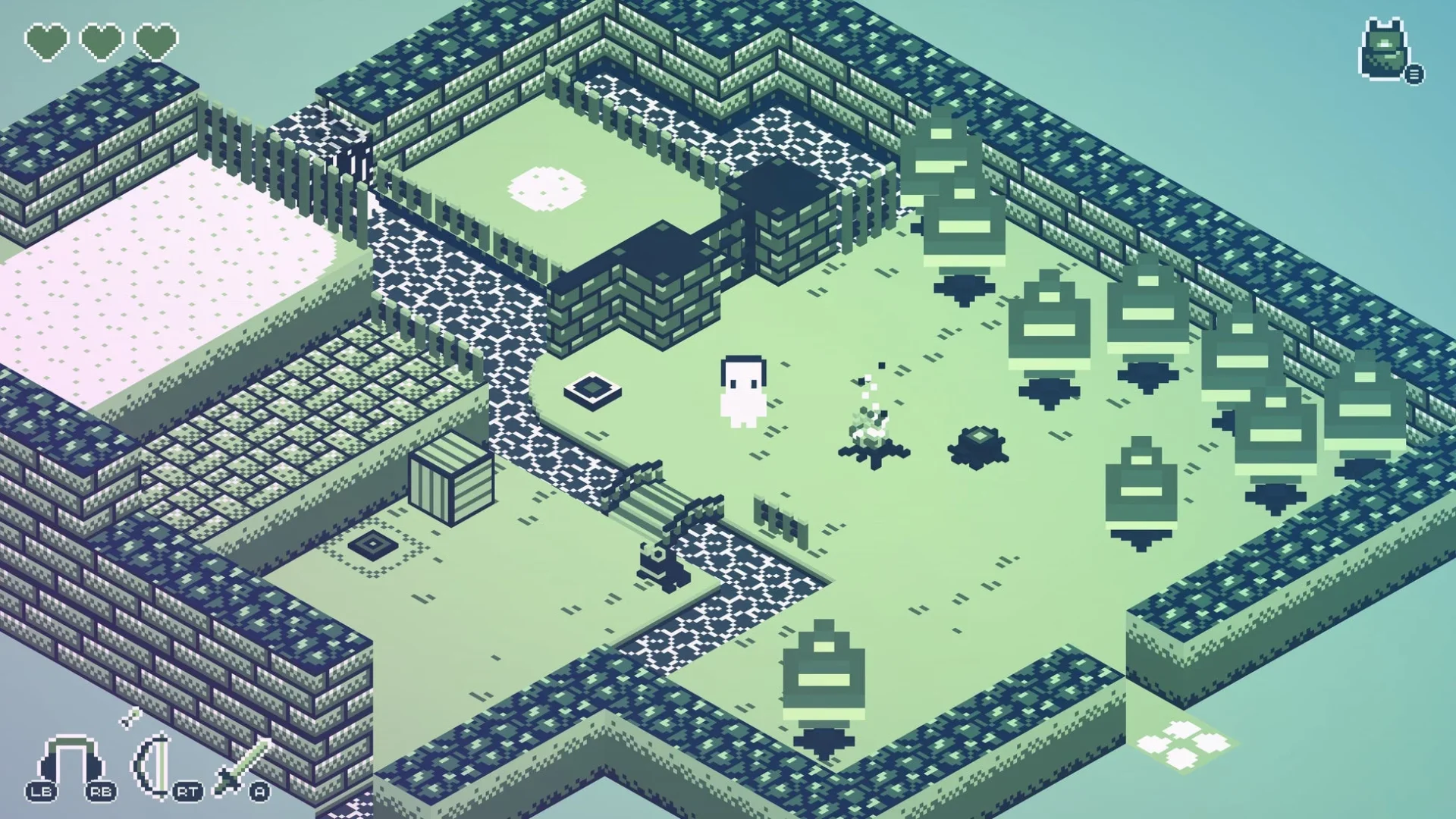 ゲーム画面:回転や視点変更で解くパズル要素