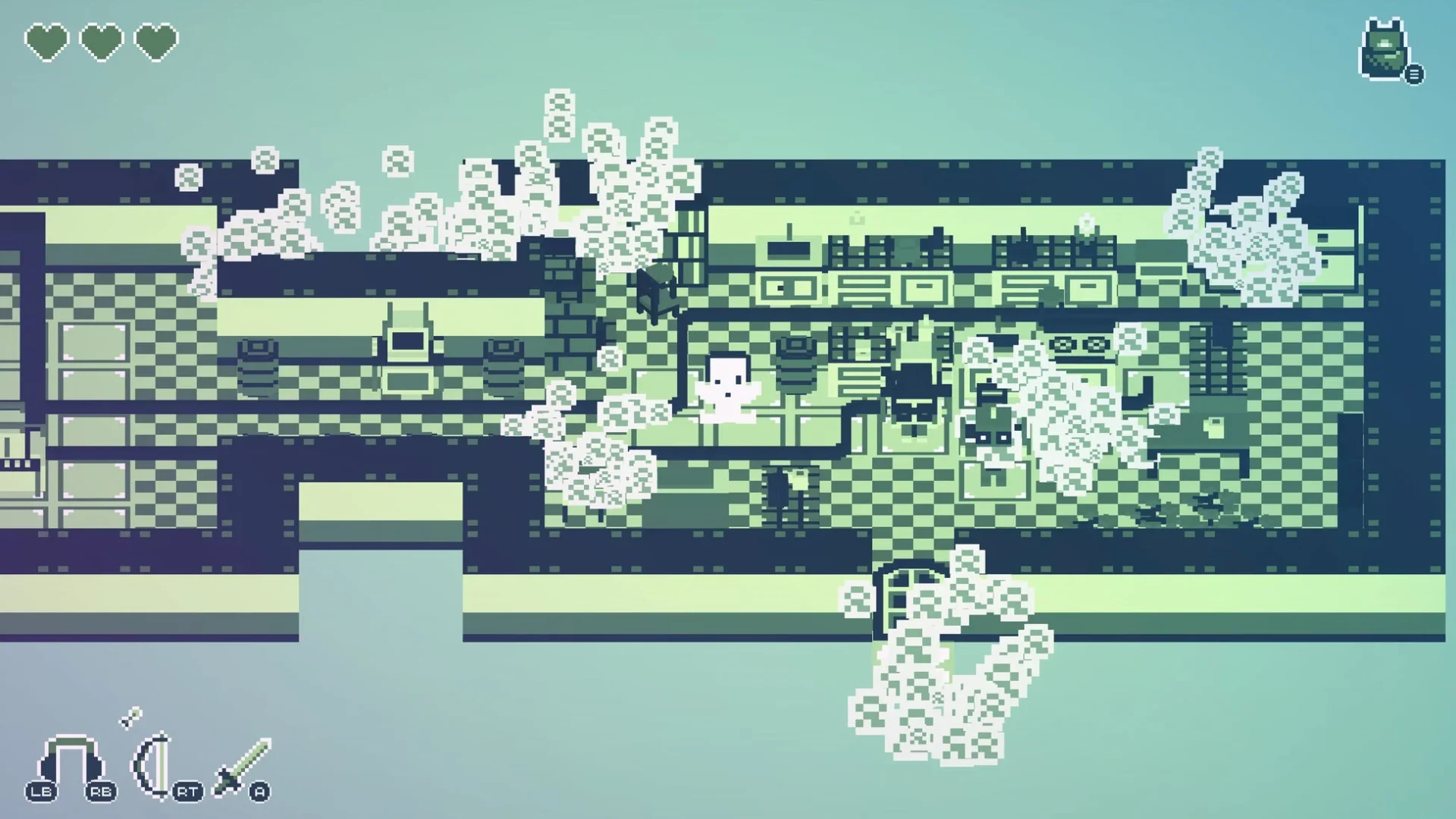 ゲーム画面:シュレディンガーシステムによるオブジェクトの出現/消失