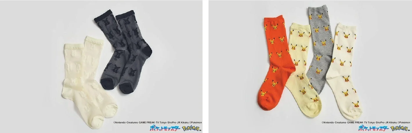 FASHIONシリーズ、モノグラム柄とシースルー素材の靴下