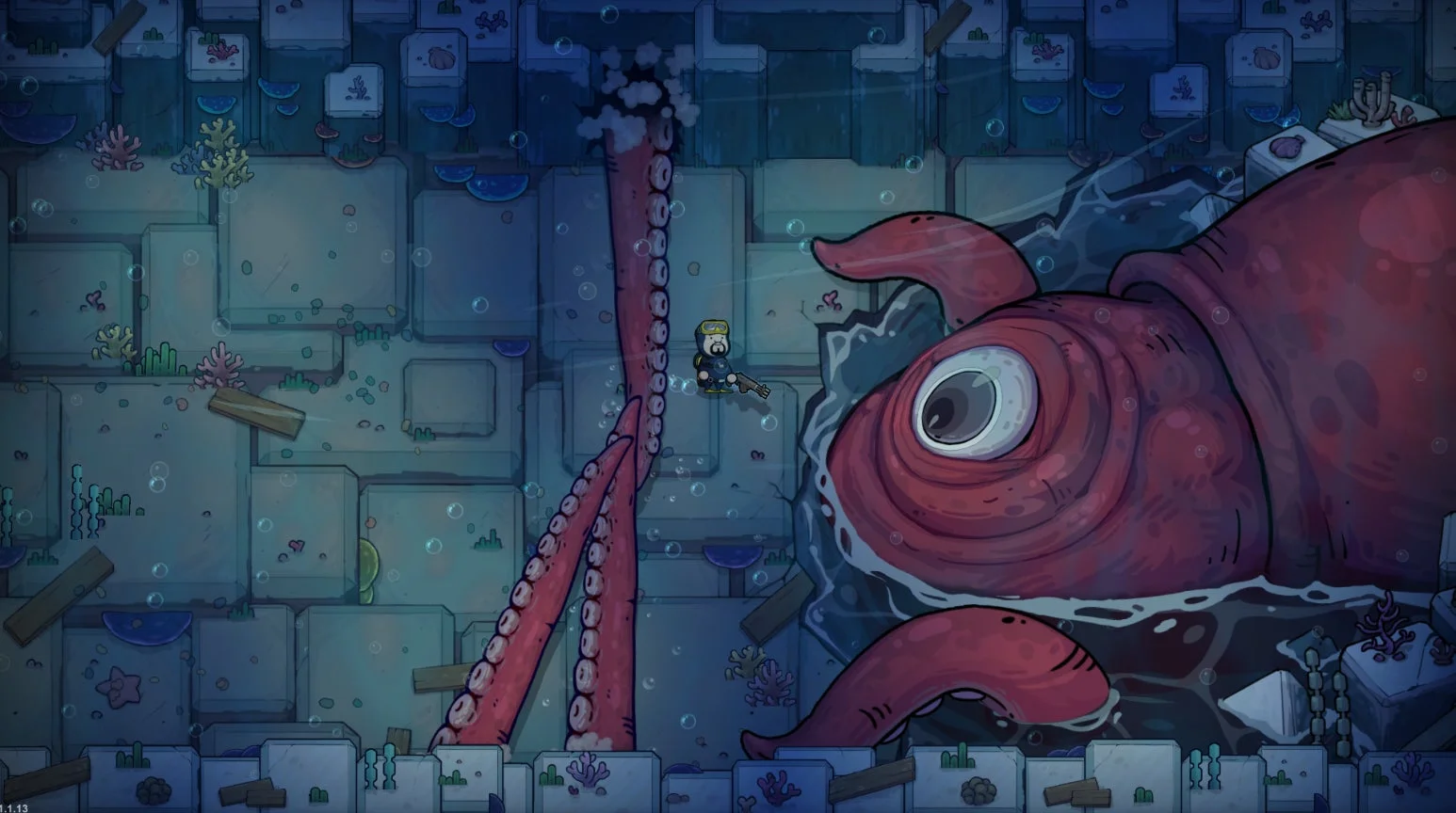 『マジッククラフト』コラボDLCに登場するダイオウイカとのバトル