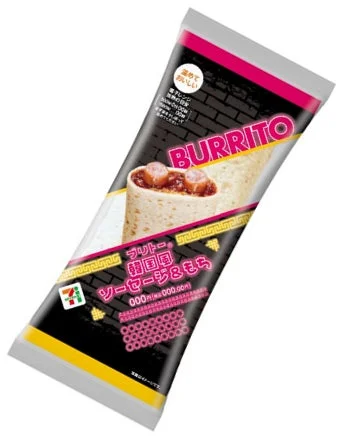 セブンイレブン「ブリトー 韓国風ソーセージ&もろこし」パッケージ
