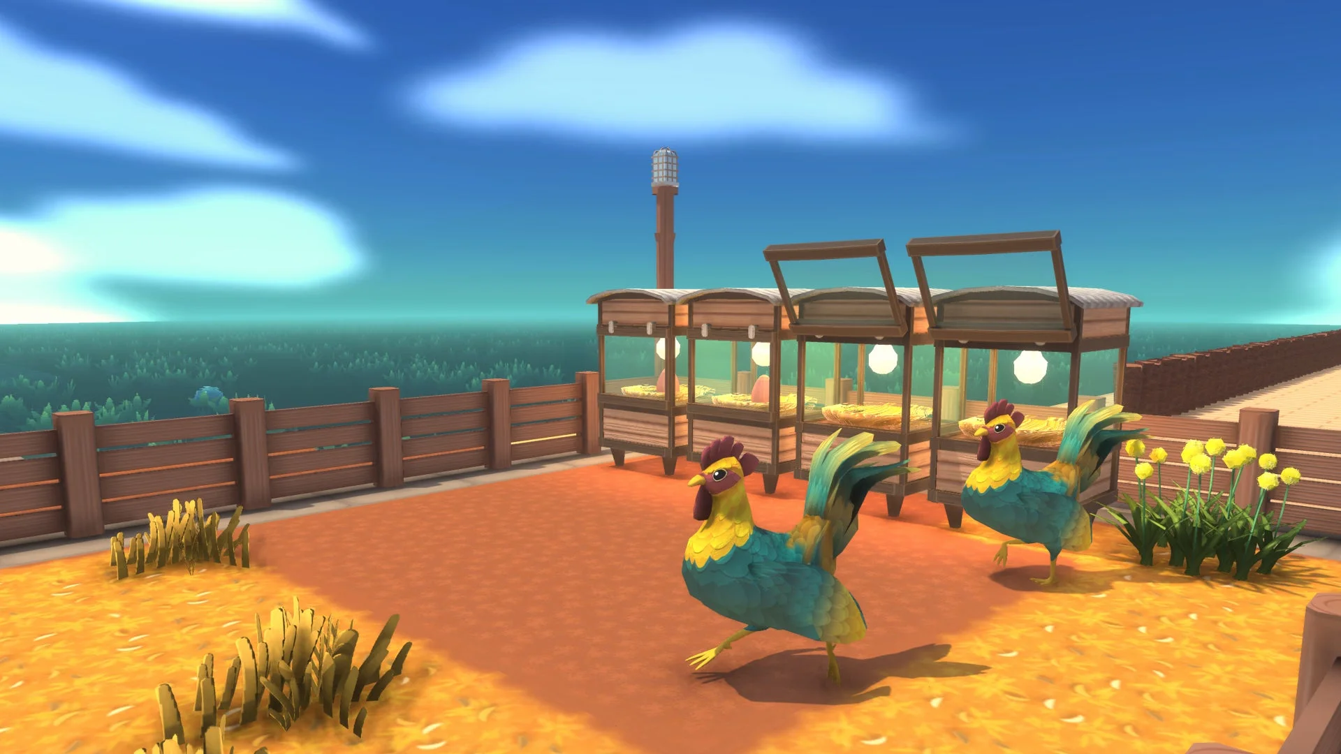 農場で鶏が歩く動物繁殖システムのゲーム画面