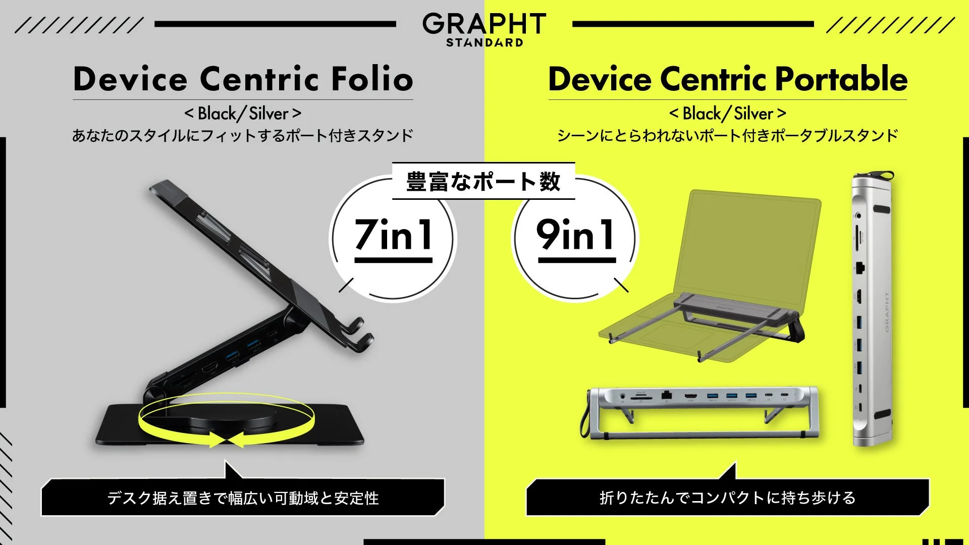 拡張性豊かなポート付きノートPCスタンド『Device Centric』シリーズ登場！　11月7日発売
