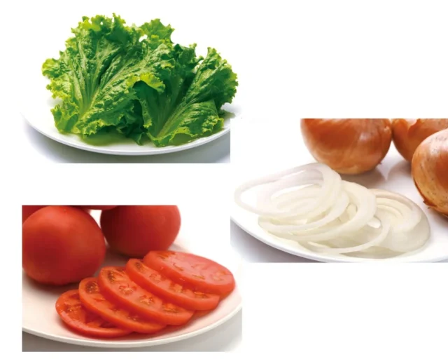 新鮮なレタス、トマト、オニオン。